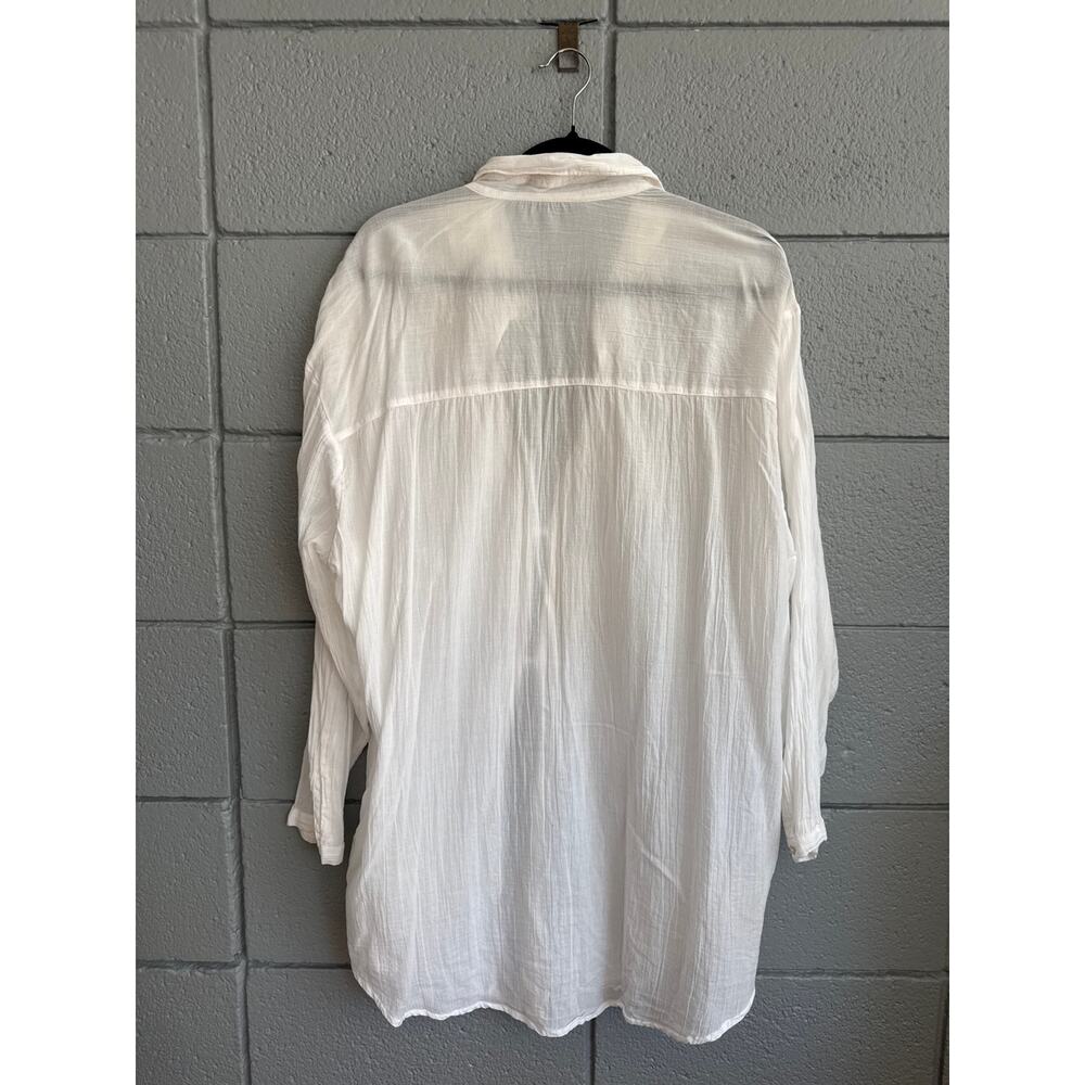 Abercrombie & Fitch Tie-Front Shirt Dress Coverup size XL in White - Picture 5 of 6